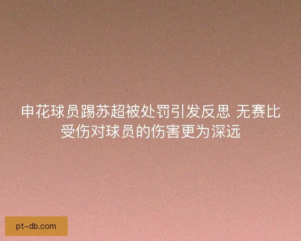 申花球员踢苏超被处罚引发反思 无赛比受伤对球员的伤害更为深远